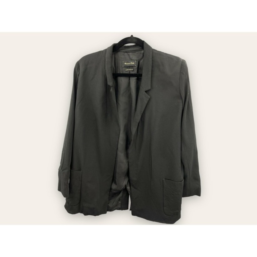 Massimo Dutti Black Viscose Blazer Jacket Double breasted Open Front‎ US 8